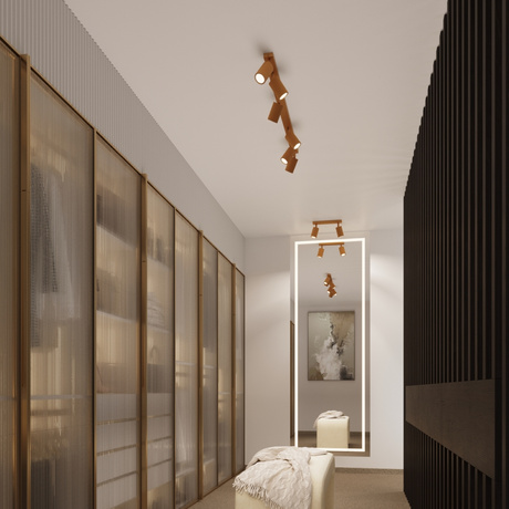 Plafon KARBON 40 złoty + 1x Żarówka LED GU-10 3000K Ciepła 7W 510lm