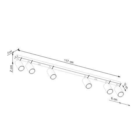 Plafon RING 6L zielony oliwkowy + 6x Żarówka LED GU-10 4000K Zimna 7W 530lm