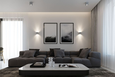 Plafon QUAD beton + 1x Żarówka LED GU-10 4000K Zimna 7W 630lm