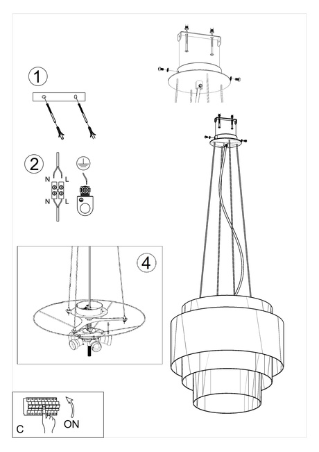 Żyrandol REFLEXION 50 biały + 5x Żarówka LED E27 4000K Zimna 7,5W 650lm