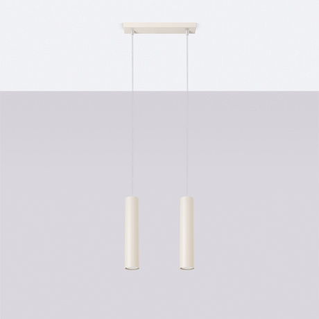 Lampa wisząca LAGOS 2 beżowa + 2x Żarówka LED GU-10 4000K Zimna 7W 530lm