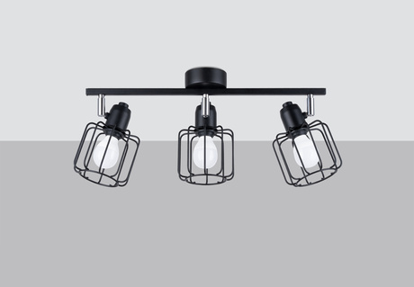 Plafon BELUCI 3 czarny + 3x Żarówka LED E14 3000K Ciepła 7,5W 620lm