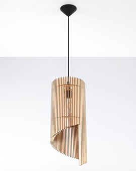 Lampa wisząca ALEXIA naturalne drewno + 1x Żarówka LED E27 3000K Ciepła 7,5W 620lm