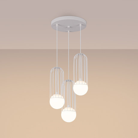 Lampa wisząca BRINA 3P biała + 3x Żarówka LED G9 3000K Ciepła 4,5W 450lm