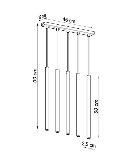 Lampa wisząca PASTELO 5 czarny + 5x Żarówka LED G9 3000K Ciepła 3W 192lm