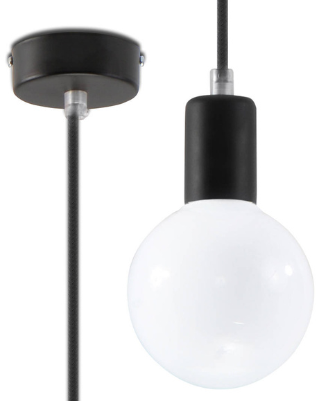 Lampa wisząca EDISON czarna + 1x Żarówka LED E27 3000K Ciepła 7,5W 620lm