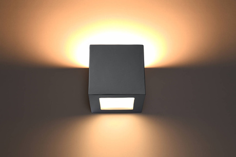 Kinkiet ceramiczny LEO szary + 1x Żarówka LED E27 4000K Zimna 7,5W 650lm