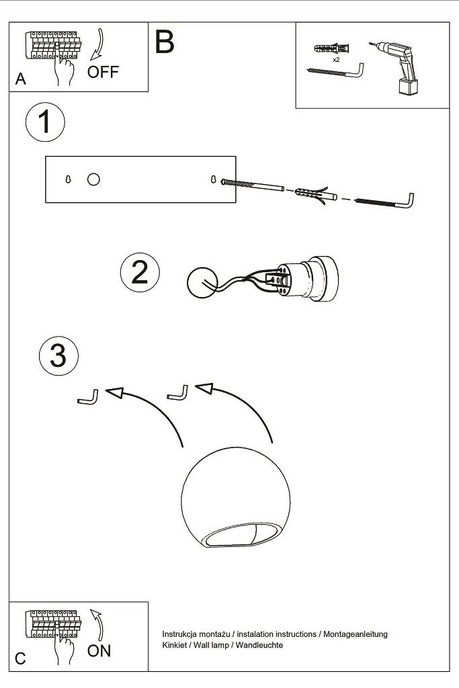 Kinkiet ceramiczny GLOBE biały + 1x Żarówka LED E27 3000K Ciepła 7,5W 620lm