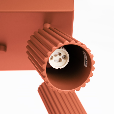 Plafon KARBON 4 ochra czerwona + 4x Żarówka LED GU-10 3000K Ciepła 7W 510lm