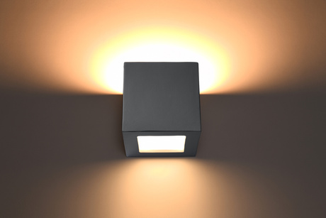 Kinkiet ceramiczny LEO szary + 1x Żarówka LED E27 4000K Zimna 7,5W 650lm