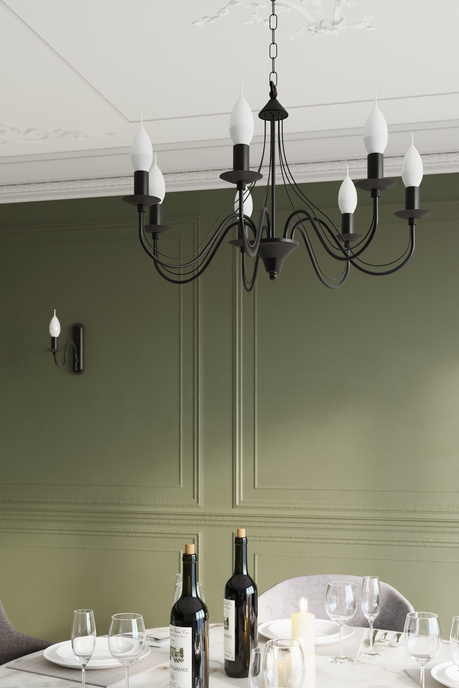 Żyrandol MINERWA 7 czarny + 7x Żarówka LED E14 3000K Ciepła 7,5W 620lm