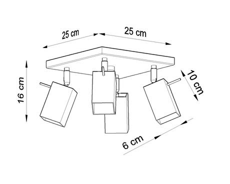 Plafon MERIDA 4 biały +4x Żarówka LED GU-10 3000K Ciepła 7W 620lm