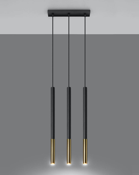 Lampa wisząca MOZAICA 3L czarny/złoto + 3x Żarówka LED G9 4000K Zimna 3W 204lm