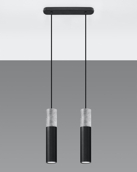 Lampa wisząca BORGIO 2 czarna + 2x Żarówka LED GU-10 4000K Zimna 7W 630lm