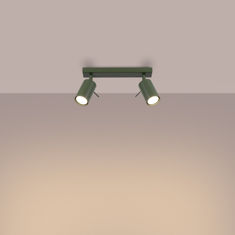 Plafon RING 2 zielony oliwkowy +2x Żarówka LED GU-10 3000K Ciepła 7W 510lm