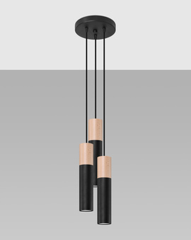 Lampa Wisząca PABLO 3P czarna + 3x Żarówka LED GU-10 3000K Ciepła 7W 620lm