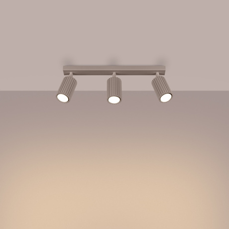 Plafon KARBON 3L taupe + 3X Żarówka LED GU-10 4000K Zimna 7W 530lm