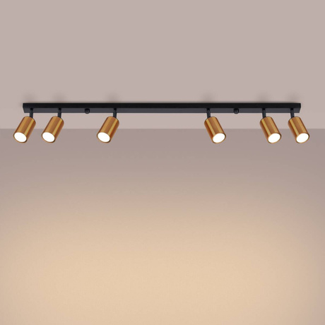Plafon WINX 6L czarny/miedź + 6x Żarówka LED GU-10 4000K Zimna 7W 530lm