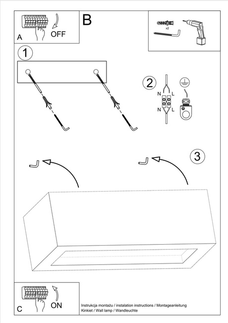 Kinkiet VEGA 30 beton + 1x Żarówka LED E27 3000K Ciepła 7,5W 620lm