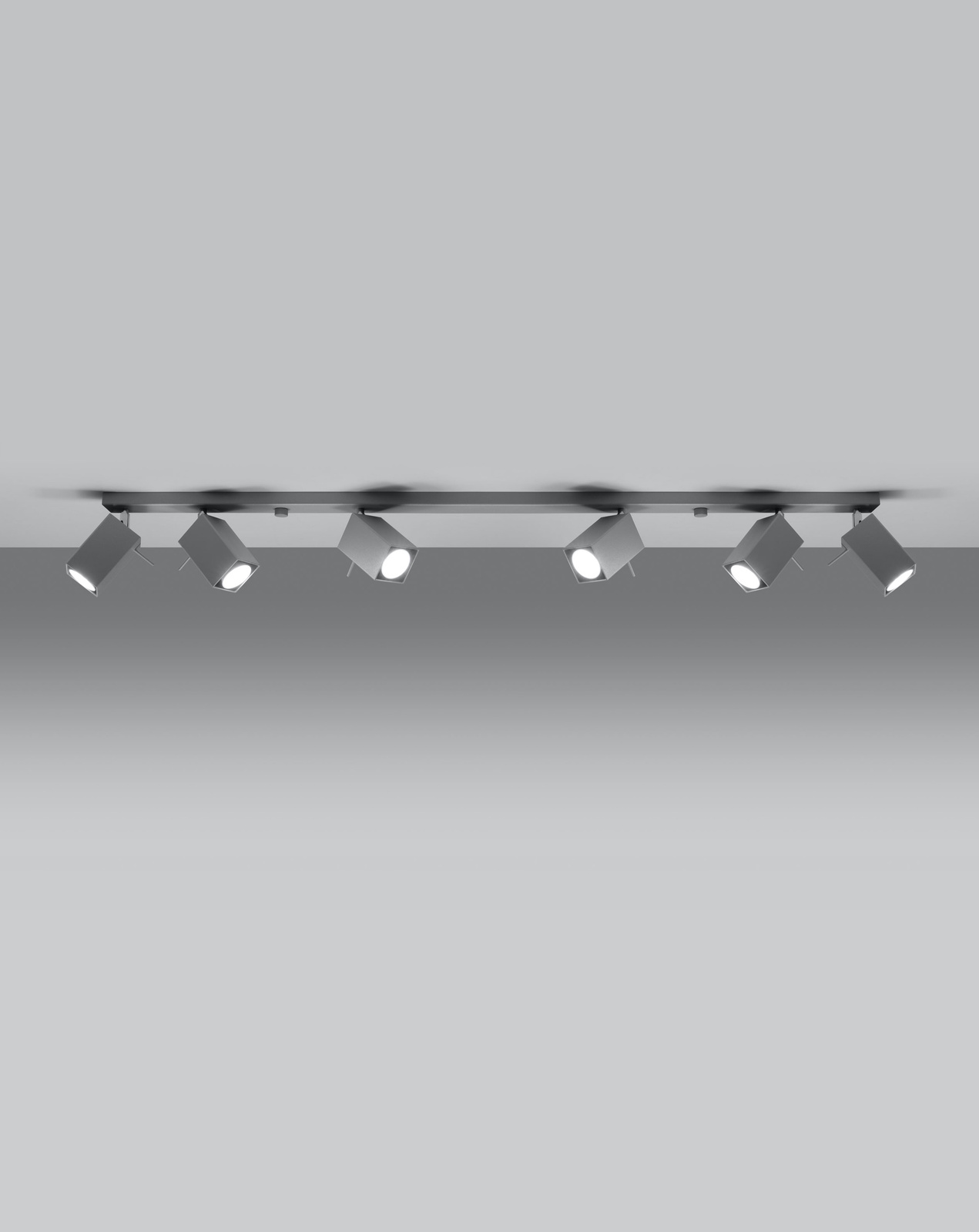 Plafon MERIDA 6L szary + 6x Żarówka LED GU-10 4000K Zimna 7W 630lm