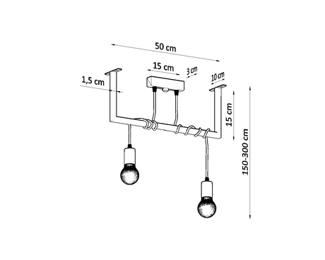 Żyrandol SALAMANCA 2 czarny + 2x Żarówka LED E27 4000K Zimna 7,5W 650lm
