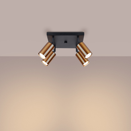 Plafon WINX 4 czarny/miedź + 4x Żarówka LED GU-10 4000K Zimna 7W 530lm