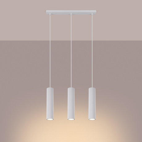 Lampa wisząca KARBON 3L biały + 3x Żarówka LED GU-10 3000K Ciepła 7W 510lm