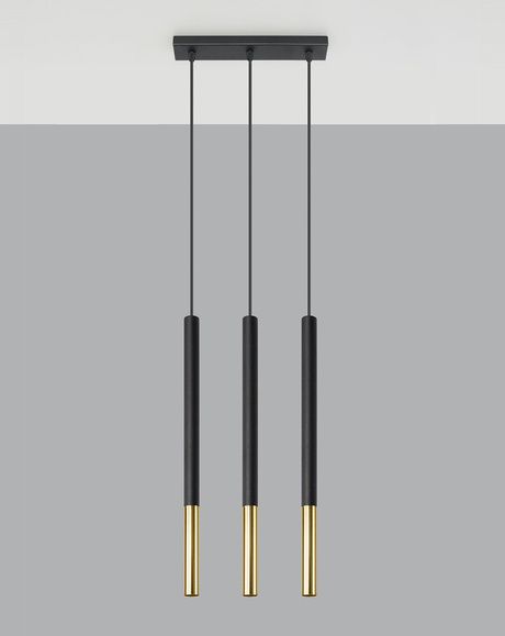 Lampa wisząca MOZAICA 3L czarny/złoto + 3x Żarówka LED G9 4000K Zimna 3W 204lm