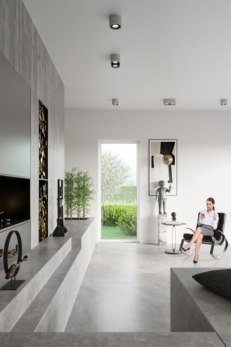 Plafon BASIC 2 beton + 2x Żarówka LED GU10 AR111 3000K CIEPŁA 12W 800lm