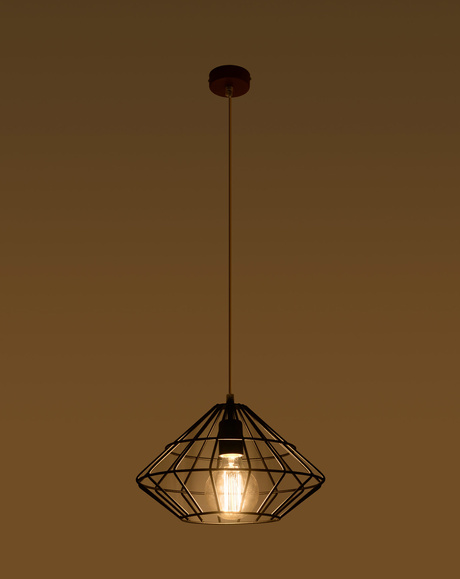 Lampa wisząca UMBERTO czarna + 1x Żarówka LED E27 3000K Ciepła 7,5W 620lm