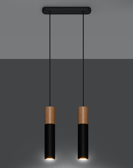 Lampa Wisząca PABLO 2 czarna + 2x Żarówka LED GU-10 3000K Ciepła 7W 620lm