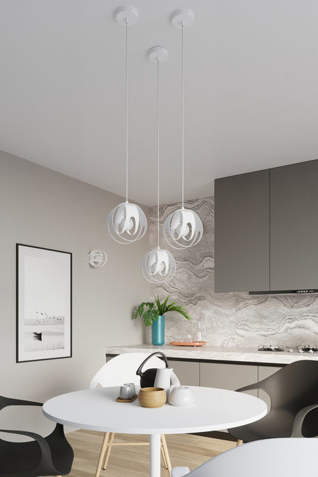 Lampa wisząca TULOS 1 biały + 1x Żarówka LED E27 3000K Ciepła 7,5W 620lm