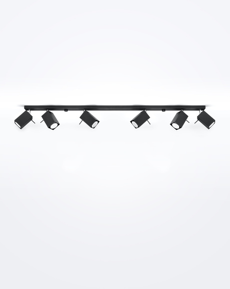 Plafon MERIDA 6L czarny + 6x Żarówka LED GU-10 4000K Zimna 7W 630lm