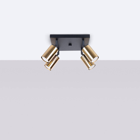 Plafon WINX 4 czarny/złoty +4x Żarówka LED GU-10 4000K Zimna 7W 530lm