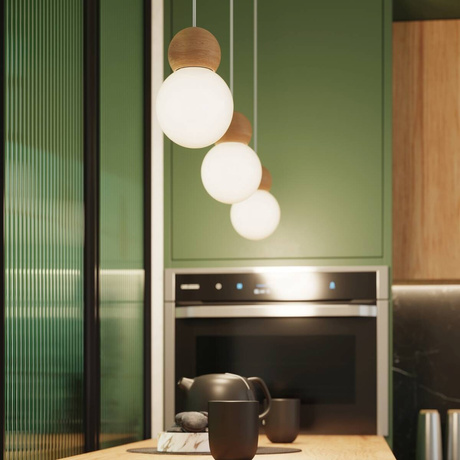 Lampa wisząca PEKKA 3P biała/naturalne drewno + 3x Żarówka LED G9 4000K Zimna 4,5W 460lm