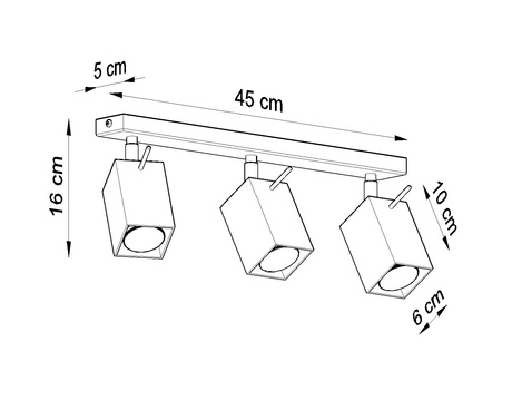 Plafon MERIDA 3 biały + 3x Żarówka LED GU-10 3000K Ciepła 7W 620lm
