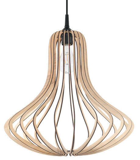 Lampa wisząca ELZA naturalne drewno + 1x Żarówka LED E27 3000K Ciepła 7,5W 620lm