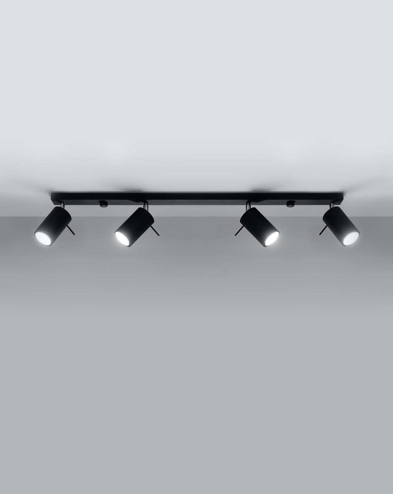 Plafon RING 4L czarny + 4x Żarówka LED GU-10 3000K Ciepła 7W 620lm