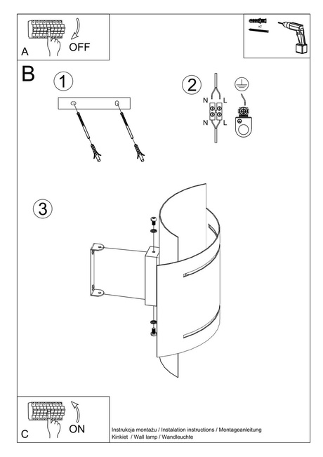 Kinkiet HESTIA czarny + 1x Żarówka LED G9 4000K Zimna 4,5W 530lm