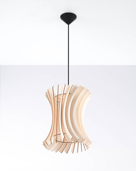 Lampa wisząca ORIANA naturalne drewno + 1x Żarówka LED E27 3000K Ciepła 7,5W 620lm