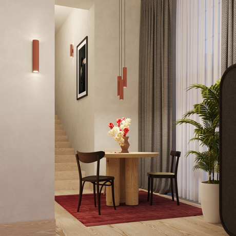 Lampa wisząca LAGOS 3L ochra czerwona + 3x Żarówka LED GU-10 4000K Zimna 7W 530lm