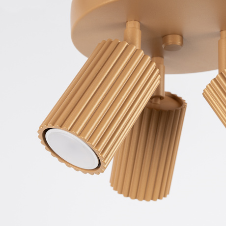 Plafon KARBON 3P złoty + 3x Żarówka LED GU-10 4000K Zimna 7W 530lm