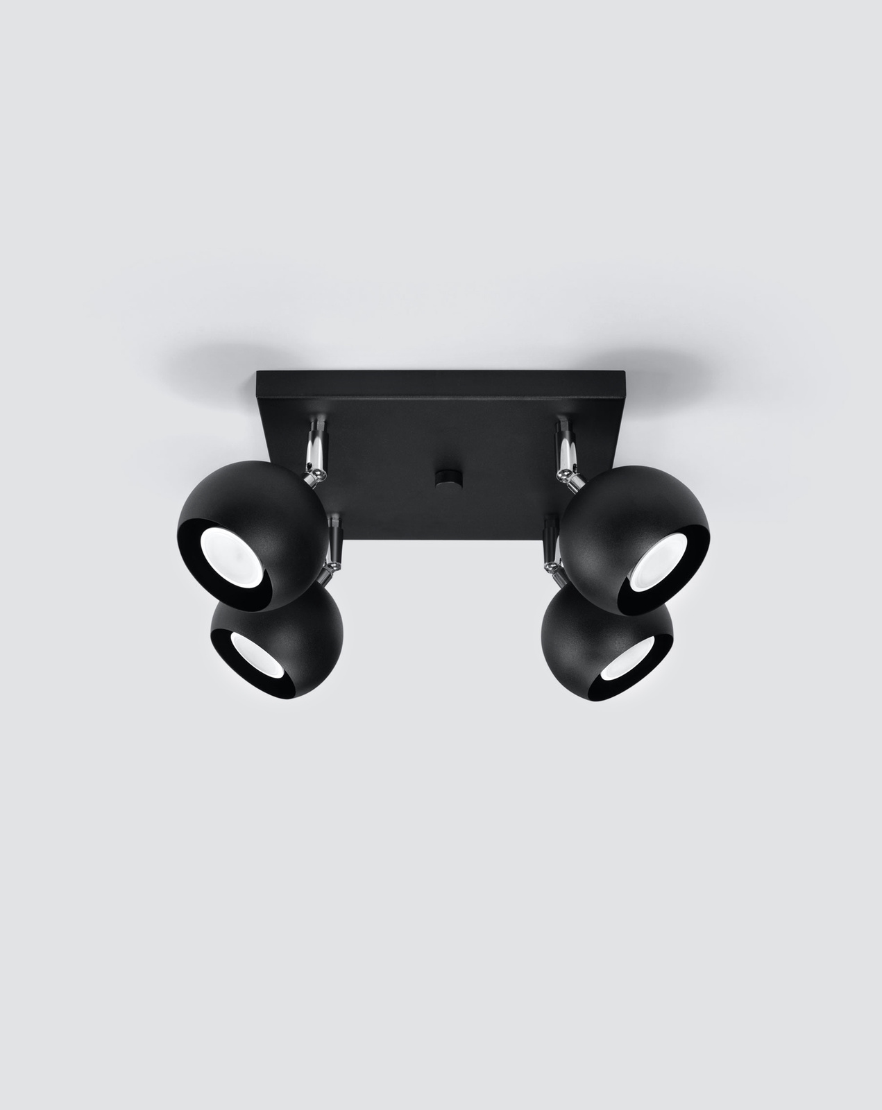 Plafon OCULARE 4 czarny + 4x Żarówka LED GU-10 3000K Ciepła 7W 620lm