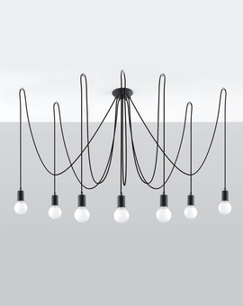 Lampa wisząca EDISON 7 czarny + 7x Żarówka LED E27 3000K Ciepła 7,5W 620lm