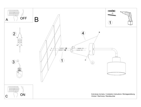 Kinkiet SAVAR 1 czarny + 1x Żarówka LED E27 4000K Zimna 7,5W 690lm