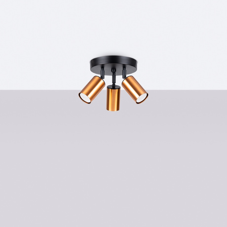 Plafon WINX 3P czarny/miedź + 3x Żarówka LED GU-10 3000K Ciepła 7W 510lm