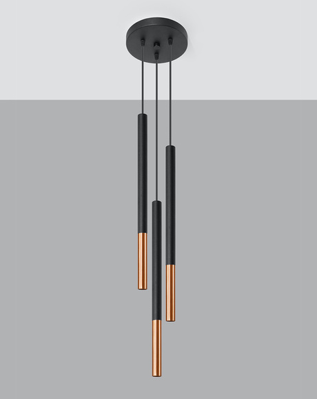 Lampa wisząca MOZAICA 3P czarny/miedź + 3x Żarówka LED G9 3000K Ciepła 3W 192lm