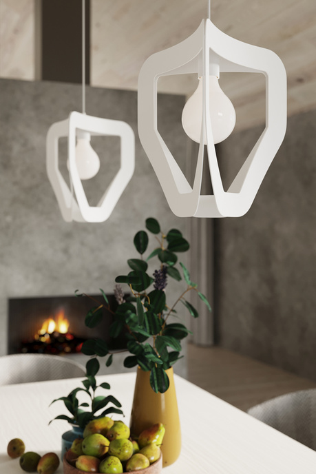 Lampa wisząca TRES biała + 1x Żarówka LED E27 4000K Zimna 7,5W 650lm