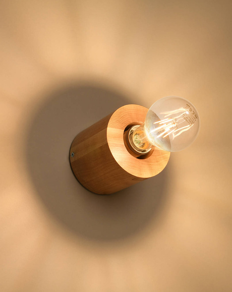 Kinkiet SALGADO naturalne drewno + 1x Żarówka LED E27 4000K Zimna 7,5W 650lm