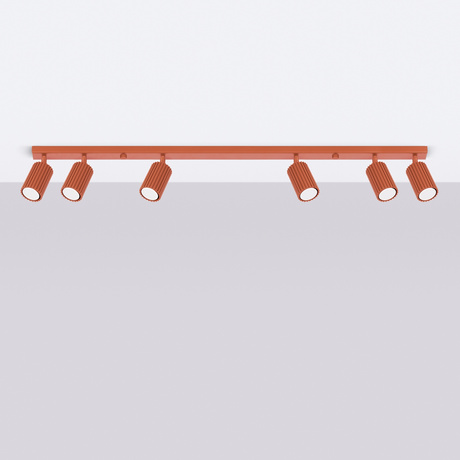 Plafon KARBON 6L ochra czerwona + 6x Żarówka LED GU-10 4000K Zimna 7W 530lm